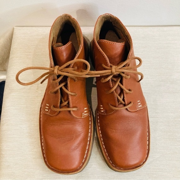 TIMBERLAND Sz 9 Leather Lace Up Square Toe Lug Rubber Sole Chukka Desert Boots - Picture 3 of 11